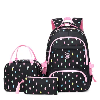 Детский рюкзак из 3 предметов, сумка для начальной школы для девочек, Нейлоновая Водонепроницаемая с изолированной сумкой для ланча, пенал для детского рюкзака 6-13 лет