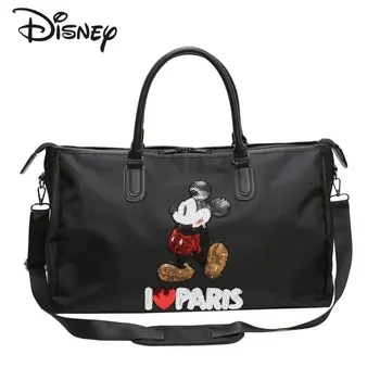 Высококачественная сумка для фитнеса с блестками Disney Mickey, Мультяшная модная сумка через плечо, Многофункциональная дорожная сумка для хранения, багажная сумка