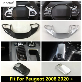 Декоративная рамка рулевого колеса/головка переключения передач, накладка на ручку, Аксессуары из углеродного волокна для интерьера Peugeot 2008 2020 - 2022