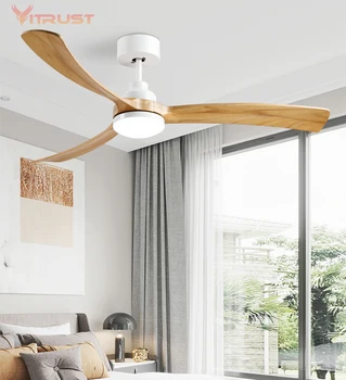 Креативный винтажный потолочный вентилятор, деревянный потолочный вентилятор со светодиодной подсветкой для внутренней наружной двери