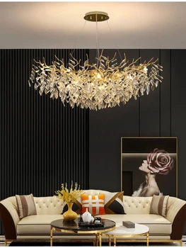 Современная креативная роскошная хрустальная светодиодная люстра на ветке дерева для гостиной, столовой, спальни, роскошная хрустальная люстра
