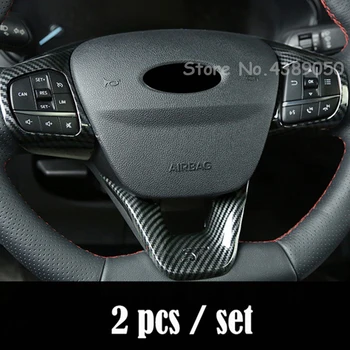 Для Ford Kuga Escape 2019 ABS Матовая/из углеродного волокна/красная Рамка для кнопки рулевого колеса Автомобиля, Наклейки, отделка, аксессуары для укладки автомобилей