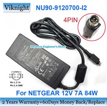 Подлинный NU90-9120700-I2 Адаптер для ноутбука Зарядное устройство 12V 7A 84W ДЛЯ Netgear NAS RN 10400 330-10363-02 Блок Питания ноутбука 4PIN